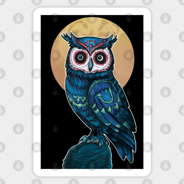 Day of the dead owl - dia de los muertos Magnet by BobaTeeStore